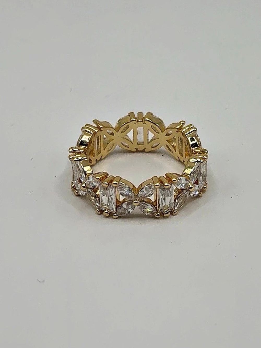 14K Gold Plated 5A Cubic Zirconia Eternity Ring - Size 5